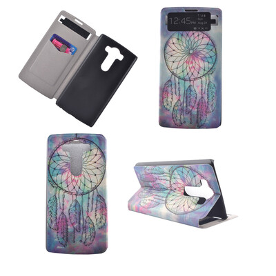 

Pink Dreamcatcher Design PU Leather Flip Cover Wallet Card Holder Case for LG V10H968