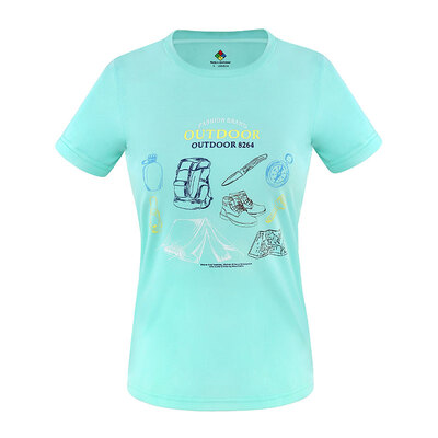 

8264 outdoor couples quick dry clothes men&women print short sleeves comfortable leisure quick clothes T-shirt K7S122915 ice blue S