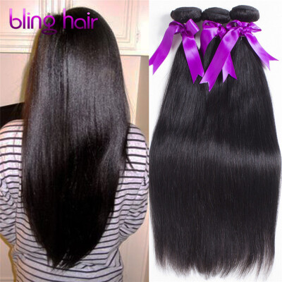 

Bling Hair Indian Virgin Hair Straight Hair 3 Bundles 7A Grade 100% Unprocessed Human Hair Weave