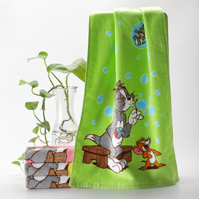 

Fu Jade clean cotton children&39s bath towel Tom & Jerry active cartoon bubble printing wrapped body towel 68 137cm green