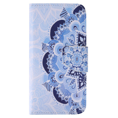 

Blue Flower Design PU Leather Flip Cover Wallet Card Holder Case for SAMSUNG J510 J52016