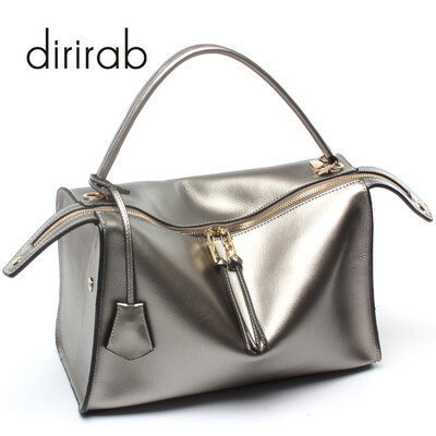 

Dirirab genuine leather womens handbag cowhide pillow bag simple casual shoulder Messenger Boston bag large capacity