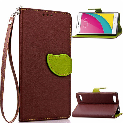 

Brown Design PU Leather Flip Cover Wallet Card Holder Case for OPPO A33