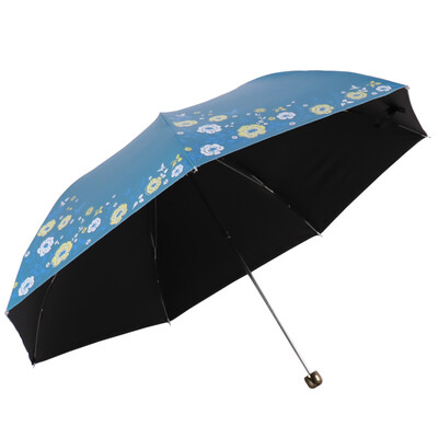 

Jingdong Supermarket] Paradise umbrella snow on the sunflower black sunscreen three fold pencil rain umbrella lake green 307E