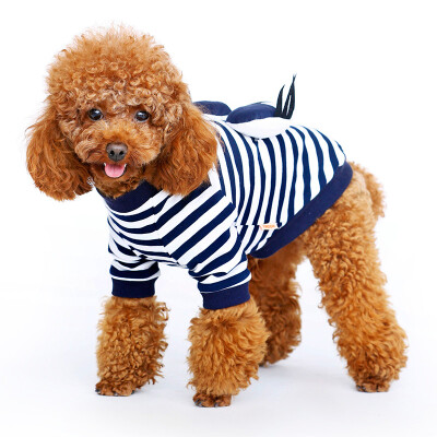 

Huapeng Pet (hoopet) dog clothes spring and autumn than the bear Teddy puppies puppies feet transfiguration striped shirt blue and white S