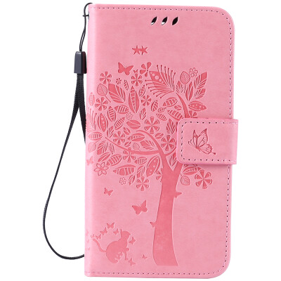 

Pink Tree Design PU Leather Flip Cover Wallet Card Holder Case for LG K7