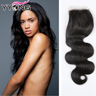 

Unprocessed Indian Virgin Hair Body Wave Lace Closure Natural Black Color Indian Body Wave Closure 44 Lace 1 Pcs Per Lot