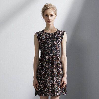 

Marc Rebecca commuter simple sleeveless print silk silk dress 72005E black printing  code