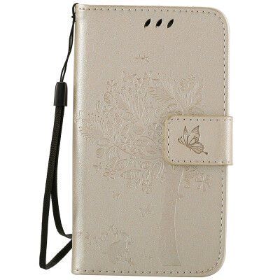 

Gold Tree Design PU Leather Flip Cover Wallet Card Holder Case for LG K4