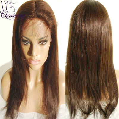 

Best Quality Color #4 Silky Straight Human Hair Wig With Baby Hair For Black Women Glueless Full Lace Human Hair Wig Free Shipping