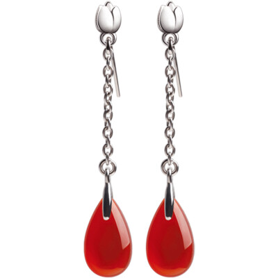 

Stone head (istone) flower language red agate earrings