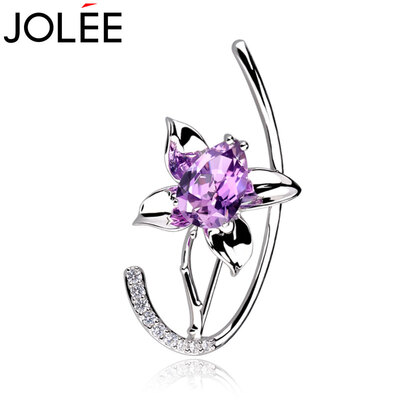 

Feather JOLEE brooch natural crystal brooch S925 silver temperament style pin color gem dinner dress accessories to send his girlfriend honor wife gift purple
