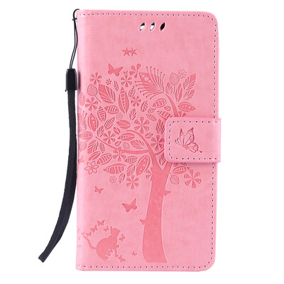 

Pink Tree Design PU Leather Flip Cover Wallet Card Holder Case for LG G4MINI