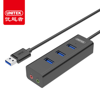 

(UNITEK) usb3.0 сплиттер usb внешняя звуковая карта высокоскоростной концентратор перетащить три интерфейса гарнитура конвертер два в одном компьютер бесплатный привод Y-3150BK