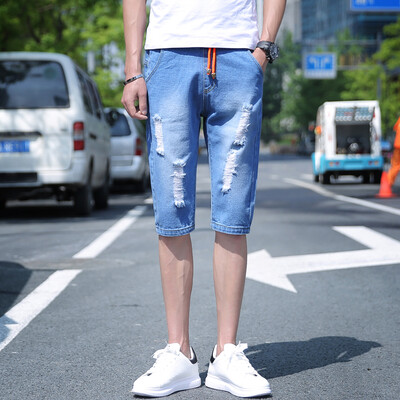 

DAVID.ANN Shorts Men's Casual Casual Pants in the waist straight denim shorts male 6006 blue XXL