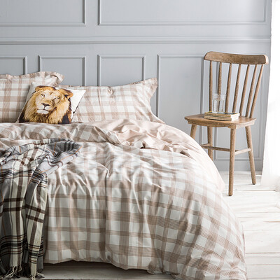 

DAPU KITCHEN CO LTD Home Textiles Bordered cotton four-piece satin paper sheets quilt cover gray coffee grille 15 m bed 200 230cm