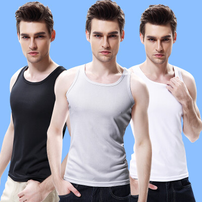 

Jingdong Supermarket] Bejirog Men's Vest Men's Pure Cotton Breathable Four Seasons Wild Sport Vest Bottom Shirt [3 Pack] Black + White + Gray 185