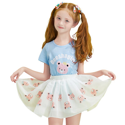 

Descartes DEESHA Girls' Set Cute Bear Korean Shirt Skirt Pants Set 711721902 Light Blue 130