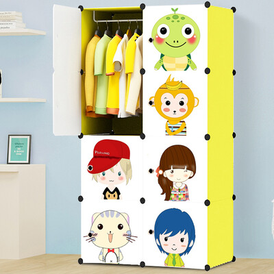 

[Jingdong supermarket] Sheng silk is still environmentally friendly simple wardrobe cartoon storage cabinet box bedroom wardrobe combination cabinet 8 door 6 grid 1 hanging ordinary section
