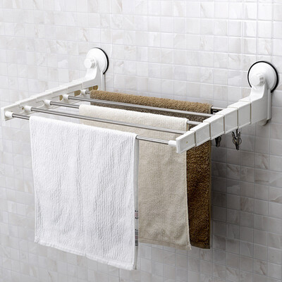 

Jingdong Supermarket Shuangqing home stainless steel retractable sucker towel rack folding multi-lever towel rack 60cm SQ-1042