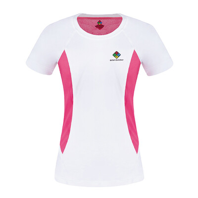 

8264 outdoor sports ladies comfortable breathable moisture perspiration fashion spell color quick-drying short-sleeved T-shirt K7S142516 white / pomegranate red S