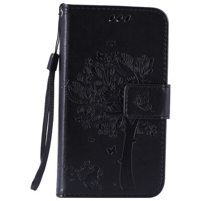 

Black Tree Design PU Leather Flip Cover Wallet Card Holder Case for LG K4