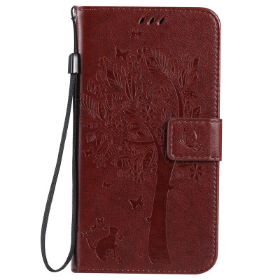 

Brown Tree Design PU Leather Flip Cover Wallet Card Holder Case for SAMSUNG J710