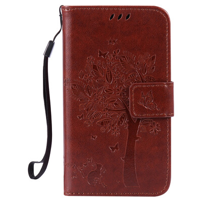 

Brown Tree Design PU Leather Flip Cover Wallet Card Holder Case for SAMSUNG J120