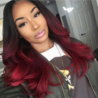 

Glueless Full Lace Human Hair Ombre Wigs Virgin Human Hair Brazilian Lace Front Wigs For Black Women Ombre Red Human Hair Wigs