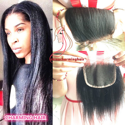 

Brazilian Light Yaki Straight Closure Unprocessed Italian Yaki Closure Bleached Knots Swiss Lace Hair Closure