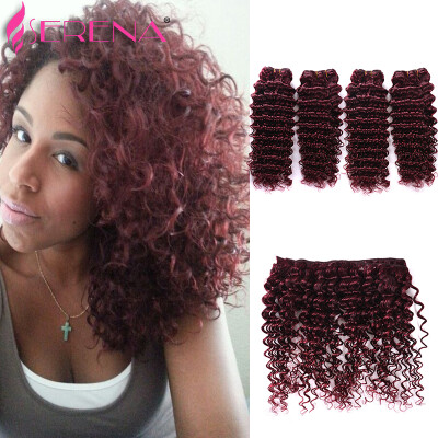 

Xuchang 100% Human Hair 4Pcs/Lot Brazilian 99j Deep Wave Burgundy Curly Hair Cheap Brazilian Human Hair Weave Pop For Woman