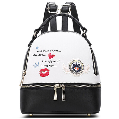 

Модный стиль кенгуру (BANDICOOT) сумка на плечо европейская и американская мода вышивка женский рюкзак колледж ветер сумочка 0034 черный