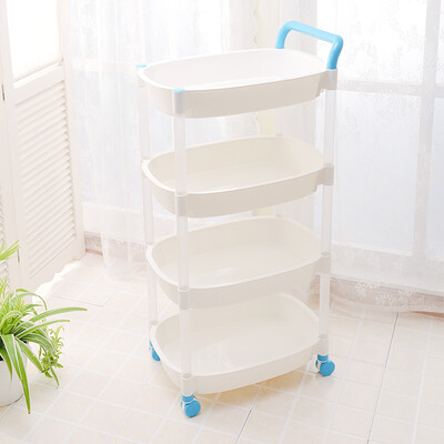 

ShuangQing pulley rack with wheels bathroom storage basket trolley storage rack 4 layers 7015