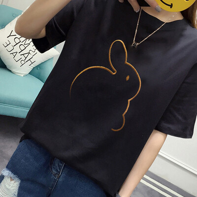 

VIVAHEART Korean T-shirt embroidery pattern short-sleeved T-shirt female VWTD174232 black L