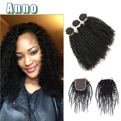 

8A Brazilian Curly Hair With Closure Yvonne Brazilian Kinky Curly Hair With Closure 3 Pcs Curly Human Hair With Closure Afro Kinky