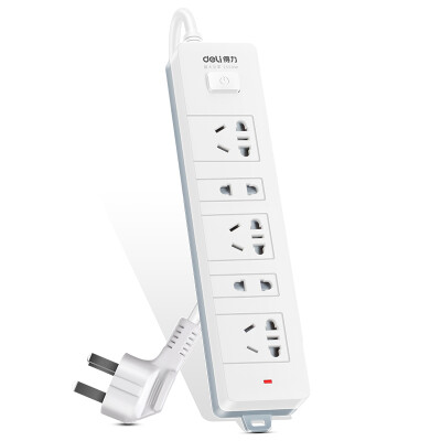 

Effective (deli) 18220 smart USB charging (5V2.1A) 2-bit combination hole 1.8 m total control switch socket / plug / plug