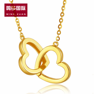 

Ming drilling international heart to heart 18k gold pendant / necklace female 18k gold jacket a double wear