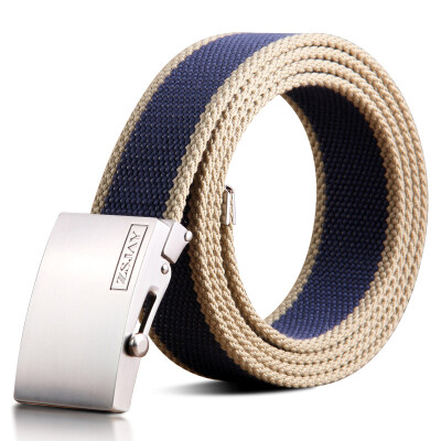 

Tactical bird ZSJAY automatic buckle canvas belt belt young male student Korean version of the influx of people simple leisure smooth buckle belt ZS-G12 black 120