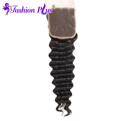 

Free Parted Deep Wave 4''x4'' Top Grade Brazilian Virgin Hair Deep Wave Lace Closure Human Hair Bundles Slightly Bleached Knots