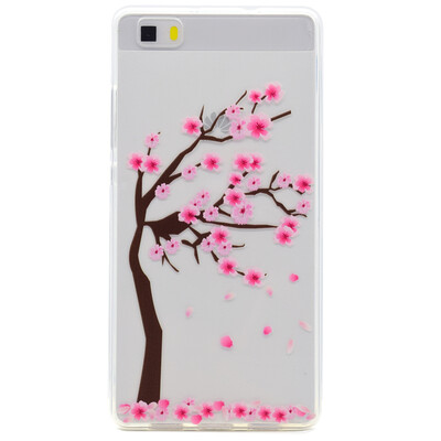 

Cherry tree Pattern Soft Thin TPU Rubber Silicone Gel Case Cover for HUAWEI P8 Lite