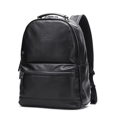 

American Buffalo Shoulder Bag Men's Backpack Top Cowhide High School Student Bag Casual Travel Bag Men N2421-1B Black