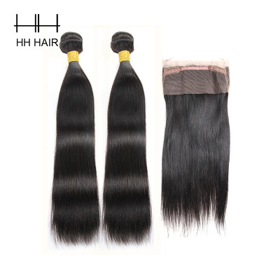 

HHHair 360 Lace Frontal With Bundles Brazilian Virgin Hair With Closure Straight Hair 360 Lace Frontal Closure With Bundle