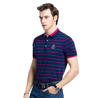 

Camel (CAMEL) men's summer fashion business stripes lapel POLO short sleeve T-shirt X7B201217 green