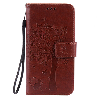 

Brown Tree Design PU Leather Flip Cover Wallet Card Holder Case for HUAWEI Y5II