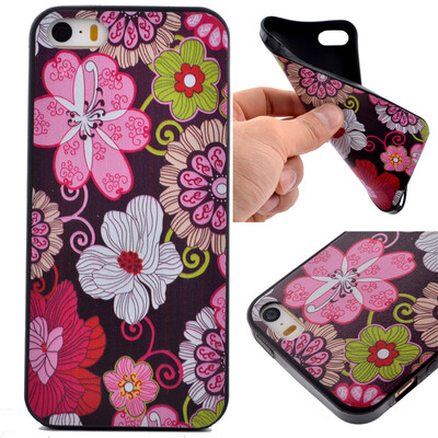 

Color flowers Pattern Soft Thin TPU Rubber Silicone Gel Case Cover for IPHONE 55S5SE