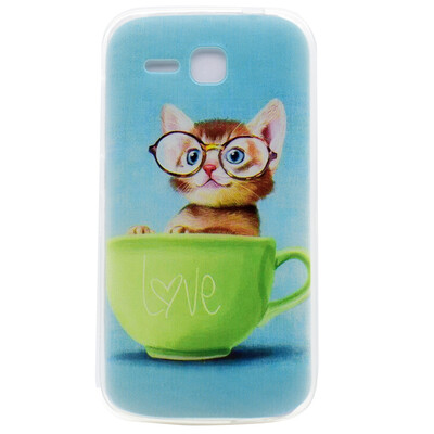 

Glasses cat Pattern Soft Thin TPU Rubber Silicone Gel Case Cover for Huawei Ascend Y600