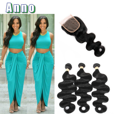 

Peruvian Virgin Hair With Closure Body Wave Cheap Human Hair With Closure Peruvian Body Wave ANNO Virgin Hair Bundles With Closure