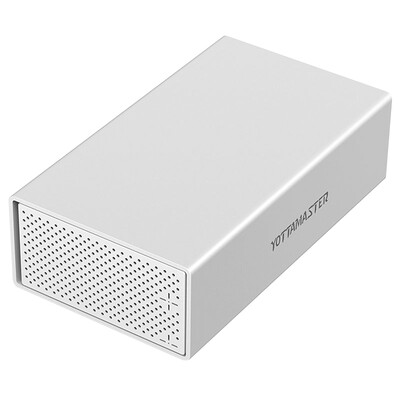 

YottaMaster PS200RU3 3.5 inch USB3.0 array cabinet SATA3.0 serial desktop hard drive RAID cabinet aluminum double disk hard disk box support 10TB hard disk silver