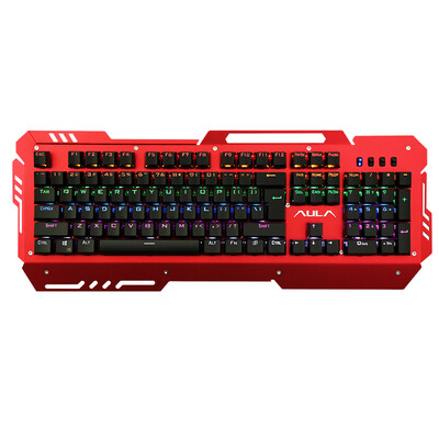 

Тарантул (АУЛА) ежедневно светом смешения механических клавиш клавиатуры 104 проводной USB игровой клавиатуры KEYCAP черная панель оси красного лазера (красный и черный)