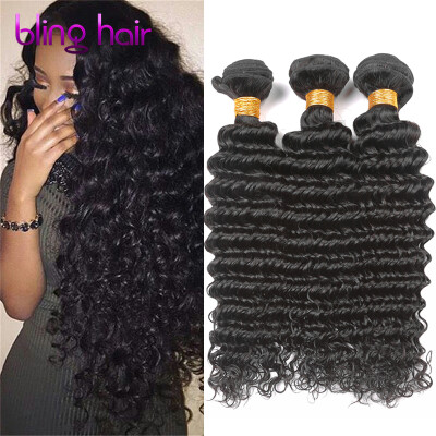 

Unprocessed 7A Peruvian Deep Wave Virgin Hair 3 Bundles Top Quality Peruvian Deep Curly Hair Natural Black Colour 8"~28"